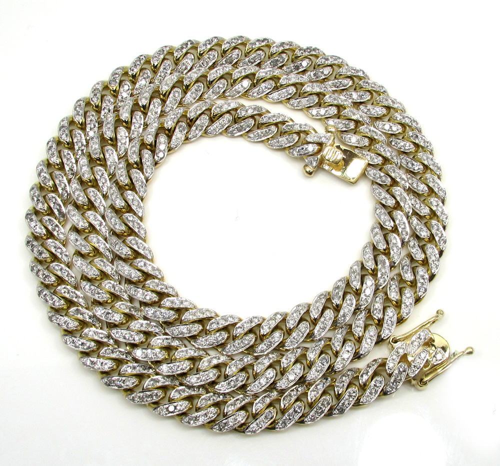 10k solid yellow gold thick diamond miami chain 26 inch 9.2mm 18.52ct - Image 2