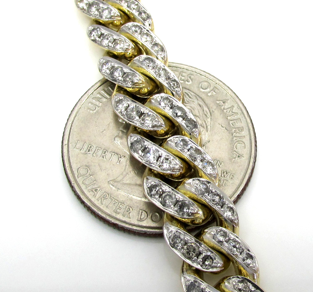 10k solid yellow gold thick diamond miami chain 26 inch 9.2mm 18.52ct