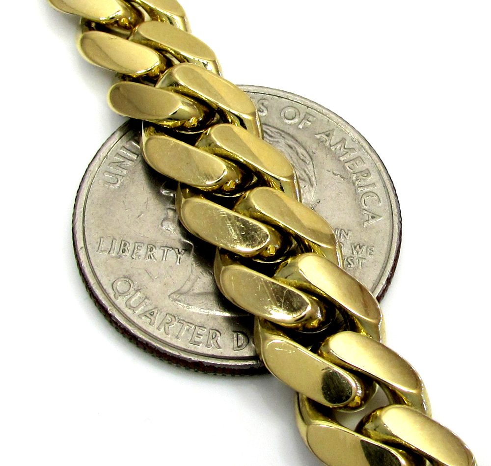 10k solid yellow gold thick diamond miami chain 26 inch 9.2mm 18.52ct