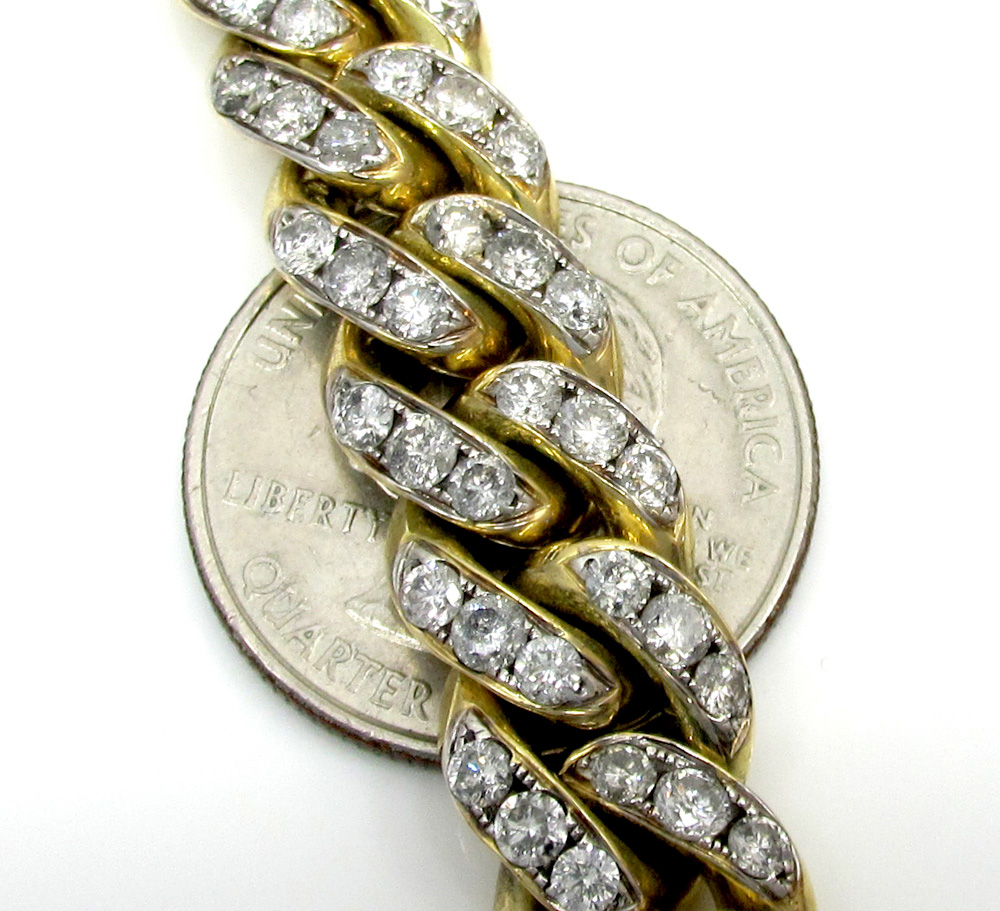 10k solid yellow gold super thick diamond miami chain 30 inch 11.5mm 40.01ct