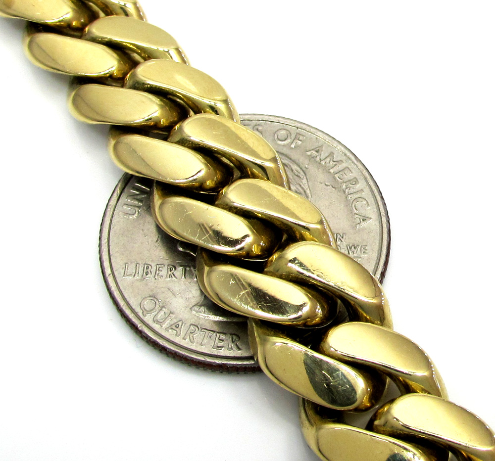 10k solid yellow gold super thick diamond miami chain 30 inch 11.5mm 40.01ct