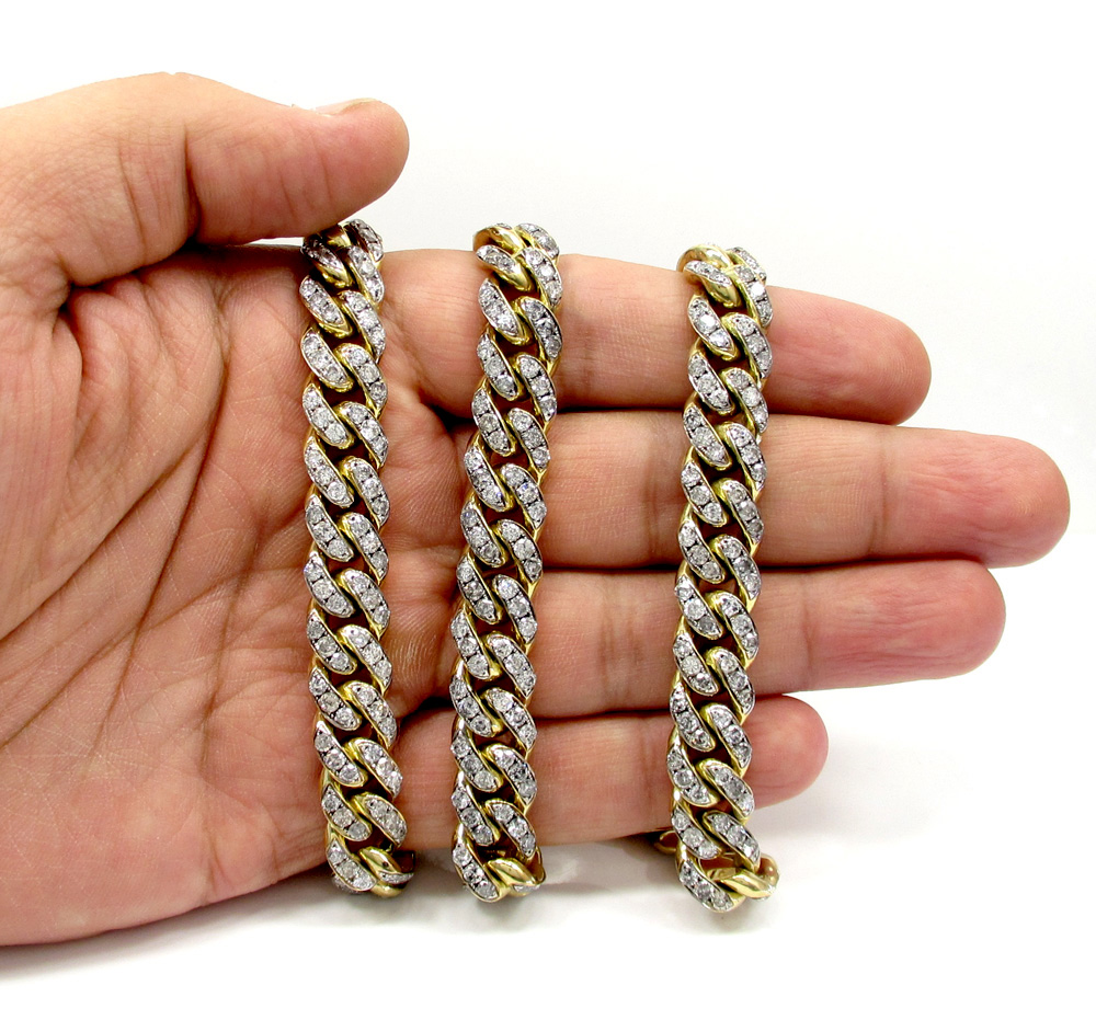 Buy 10k Solid Yellow Gold Super Thick Diamond Miami Chain 30