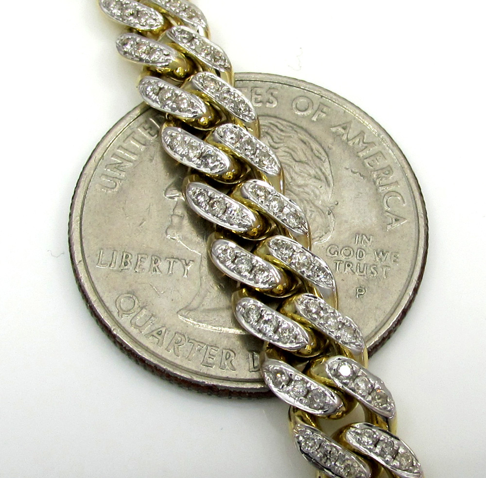 10k solid yellow gold diamond miami chain 20-30 inch 7mm 7.62ct