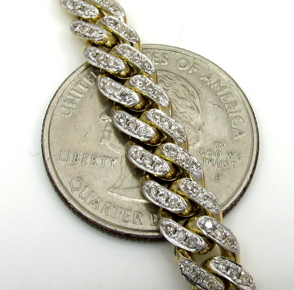 10k solid yellow gold cvd diamond miami chain 20-26