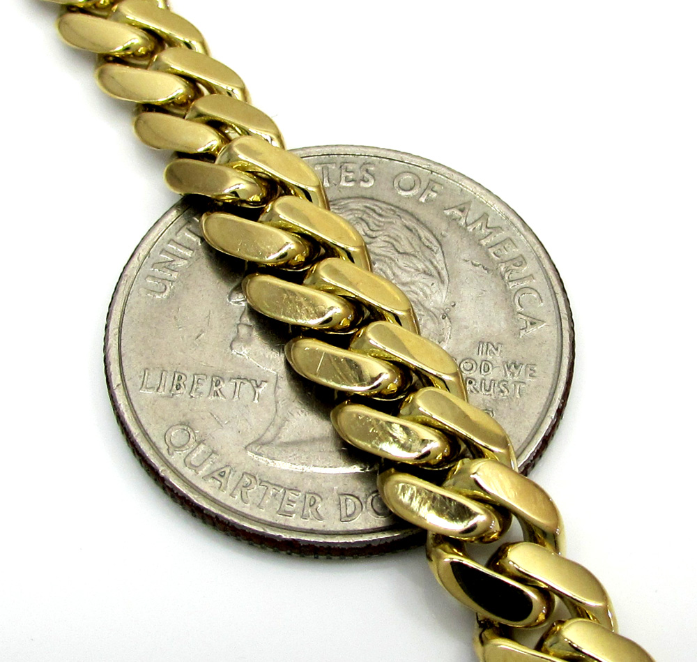 10k solid yellow gold cvd diamond miami chain 20-26