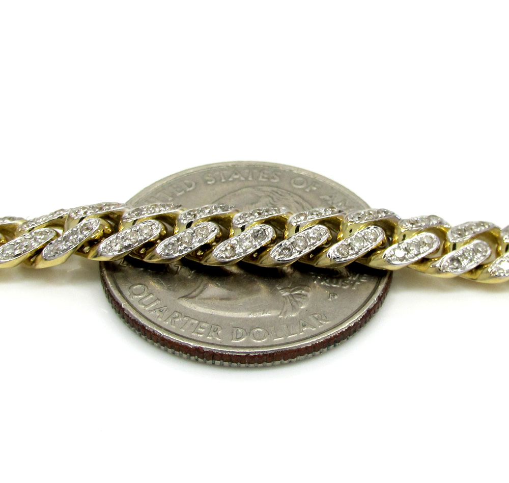 10k solid yellow gold diamond miami chain 20-30 inch 7mm 7.62ct