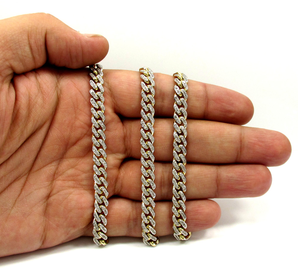 10k solid yellow gold cvd diamond miami chain 20-26
