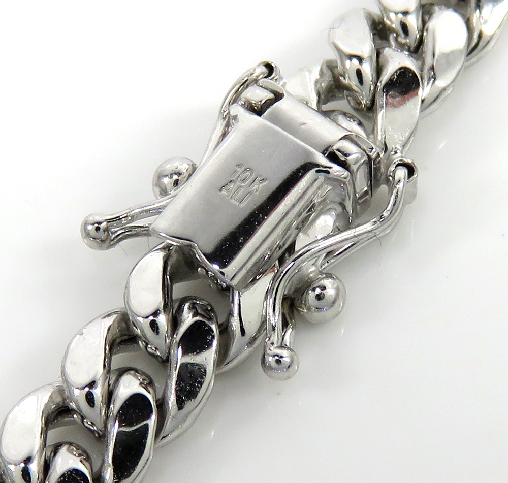 10k white gold medium hollow puffed miami bracelet 8.50 inch 6.5mm
