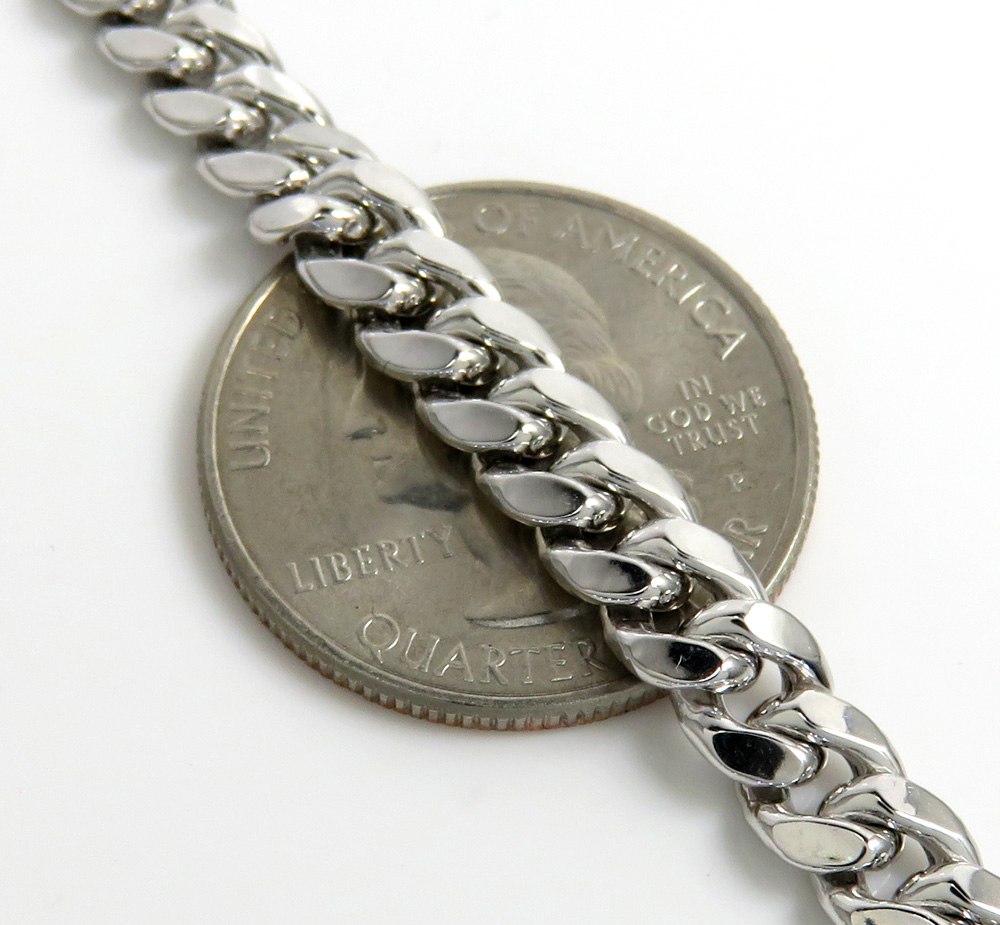 10k white gold medium hollow puffed miami bracelet 8.50 inch 6.5mm