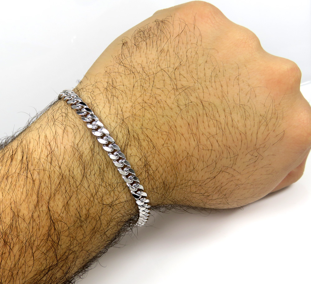 10k white gold medium hollow puffed miami bracelet 8.50 inch 6.5mm - Image 5