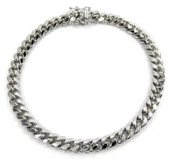 10k white gold medium hollow puffed miami bracelet 8.50 inch 6.5mm