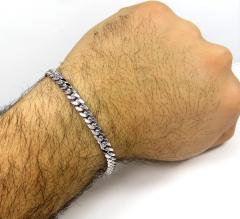 10k white gold medium hollow puffed miami bracelet 8.50 inch 6.5mm