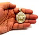 10k yellow gold large cz lion head pendant 1.50ct