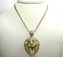 10k yellow gold large cz lion head pendant 1.50ct