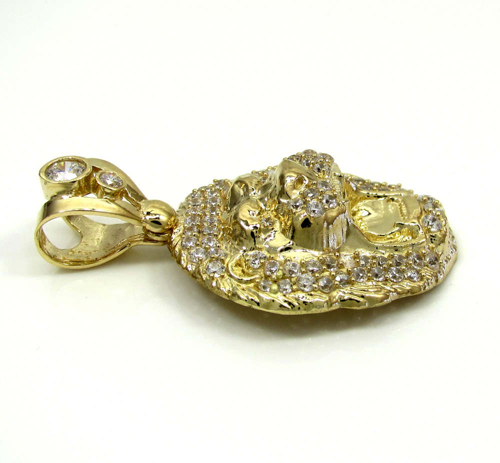 10k yellow gold medium cz lion head pendant 1.25ct - Image 2