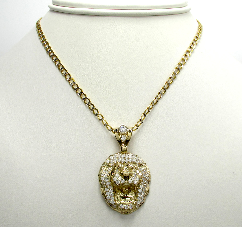 10k yellow gold medium cz lion head pendant 1.25ct - Image 5