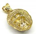 10k yellow gold medium cz lion head pendant 1.25ct