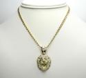 10k yellow gold mini cz lion head pendant 1.00ct