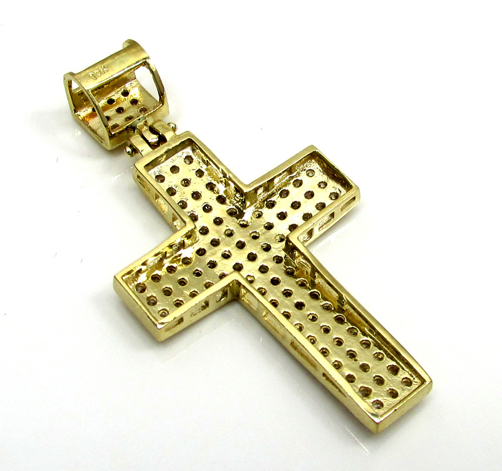10k yellow gold mini cz cross pendant 1.10ct