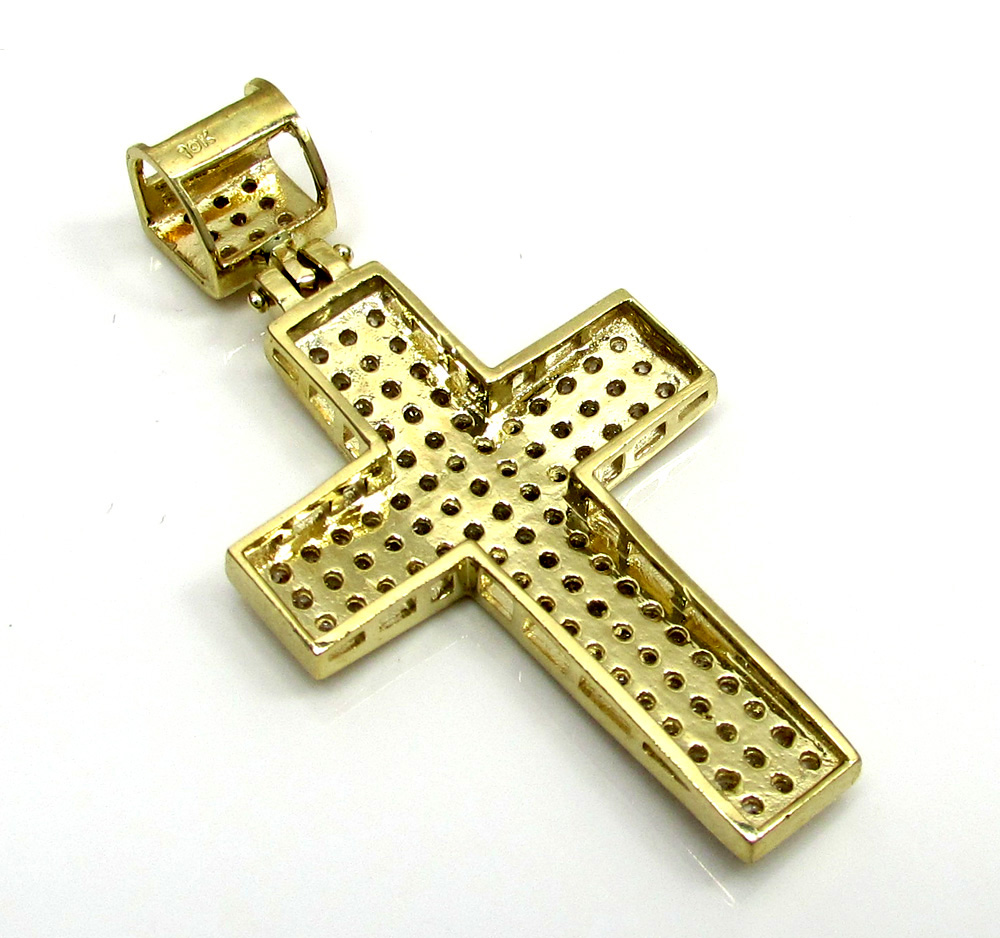 10k yellow gold mini cz cross pendant 1.10ct - Image 4