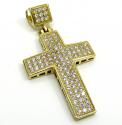 10k yellow gold mini cz cross pendant 1.10ct