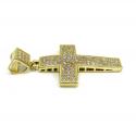 10k yellow gold mini cz cross pendant 1.10ct