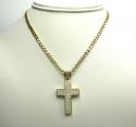 10k yellow gold mini cz cross pendant 1.10ct