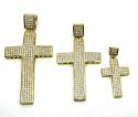 10k yellow gold mini cz cross pendant 1.10ct