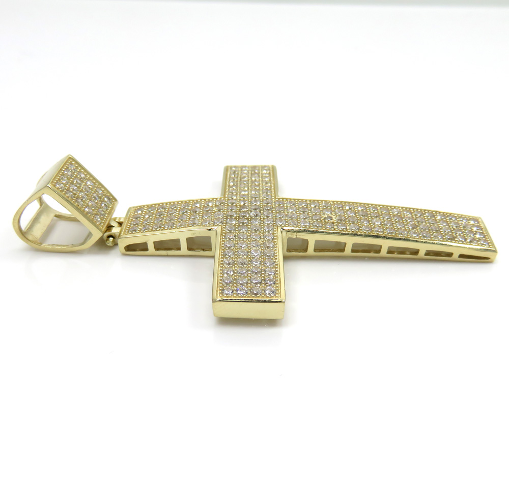 10k yellow gold medium cz cross pendant 1.20ct