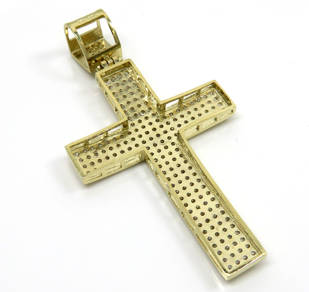 10k yellow gold medium cz cross pendant 1.20ct - Image 4