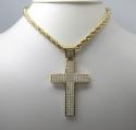 10k yellow gold medium cz cross pendant 1.20ct