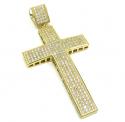 10k yellow gold large cz cross pendant 1.50ct
