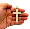 10k yellow gold large cz cross pendant 1.50ct