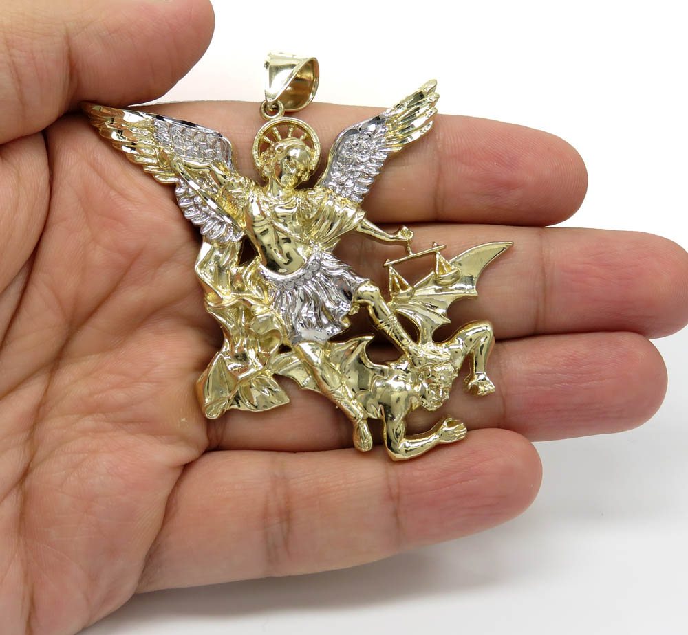 Buy 10k Yellow Gold Two Tone Super Xl Angel Vs Demon Pendant