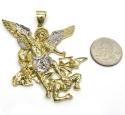 10k yellow gold two tone super xl angel vs demon pendant