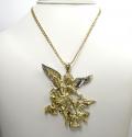 10k yellow gold two tone super xl angel vs demon pendant