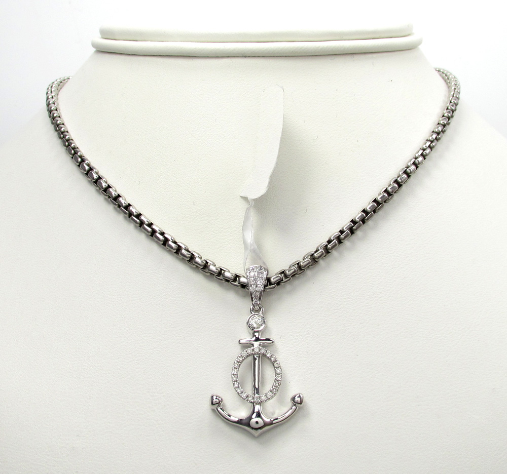 14k yellow and white gold diamond anchor pendant 0.36ct - Image 6