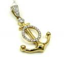 14k yellow and white gold diamond anchor pendant 0.36ct
