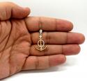 14k yellow and white gold diamond anchor pendant 0.36ct