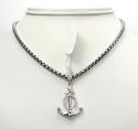 14k yellow and white gold diamond anchor pendant 0.36ct