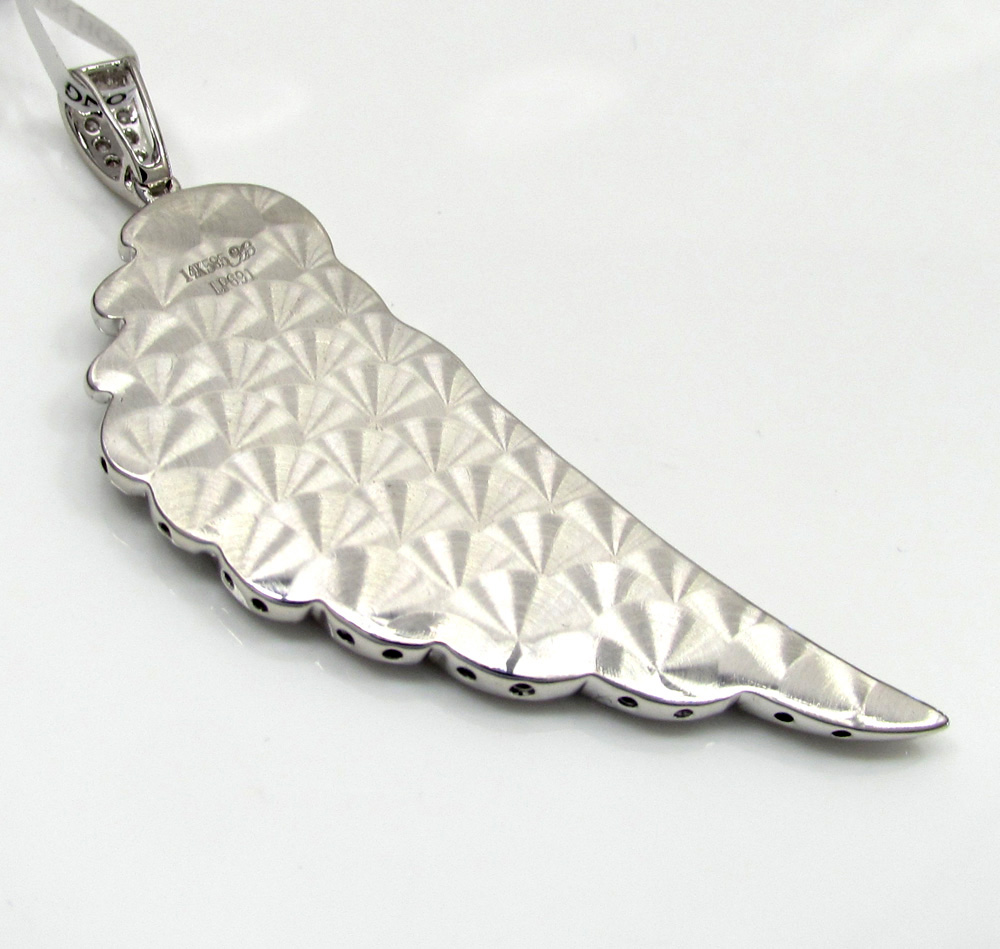 14k unisex gold medium diamond angel wing pendant 2.00ct