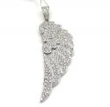 14k unisex gold medium diamond angel wing pendant 2.00ct