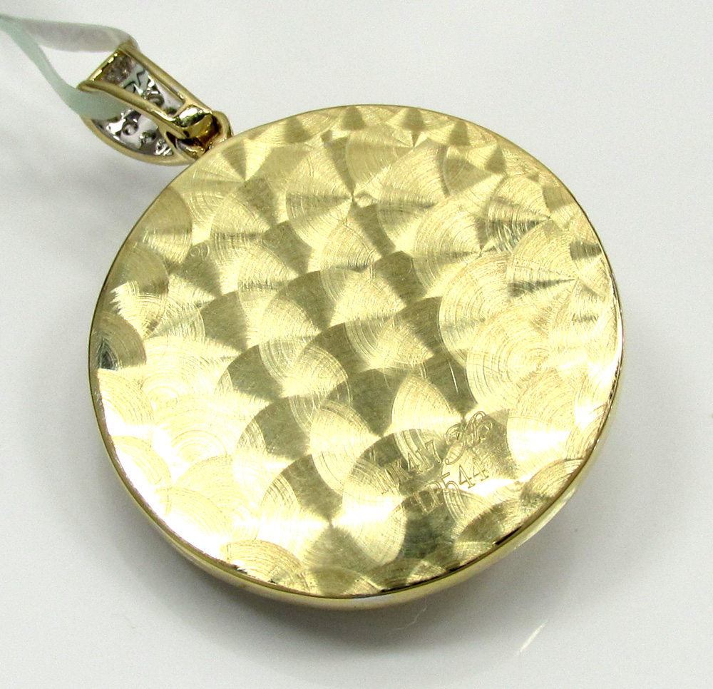 10k yellow and white gold halo medusa head diamond pendant 0.98ct