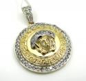 10k yellow and white gold halo medusa head diamond pendant 0.98ct