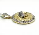 10k yellow and white gold halo medusa head diamond pendant 0.98ct