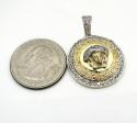 10k yellow and white gold halo medusa head diamond pendant 0.98ct