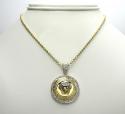 10k yellow and white gold halo medusa head diamond pendant 0.98ct