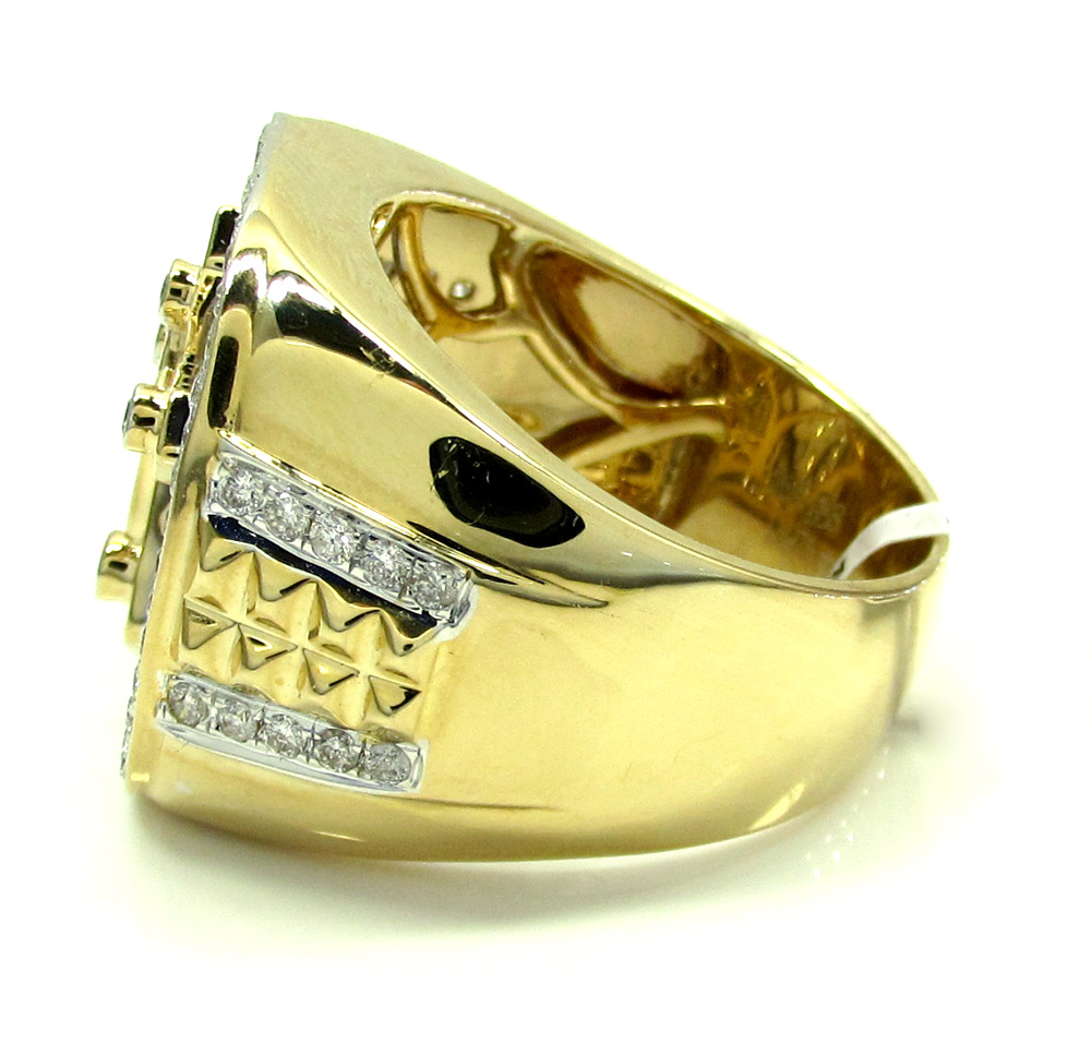 14k yellow and white gold diamond cross ring 1.32ct - Image 4