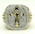 14k yellow and white gold diamond cross ring 1.32ct