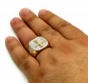 14k yellow and white gold diamond cross ring 1.32ct
